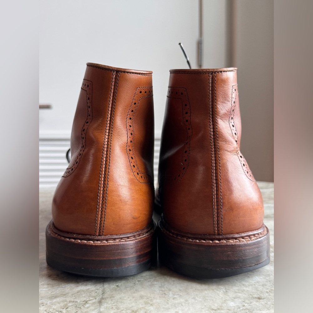 ALDEN 44618 Wingtip Boots Dark Tan Calfskin Lace Up Ankle Whiskey 13 BD - Picture 8 of 12